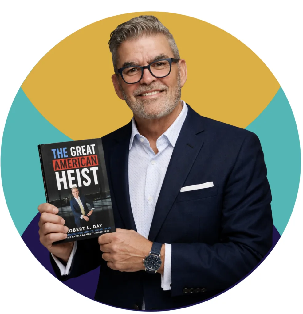 Robert Day Holding his book -The Great American Heist
