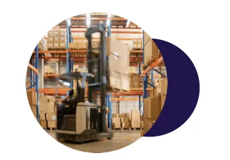Forklift in a warehouse
